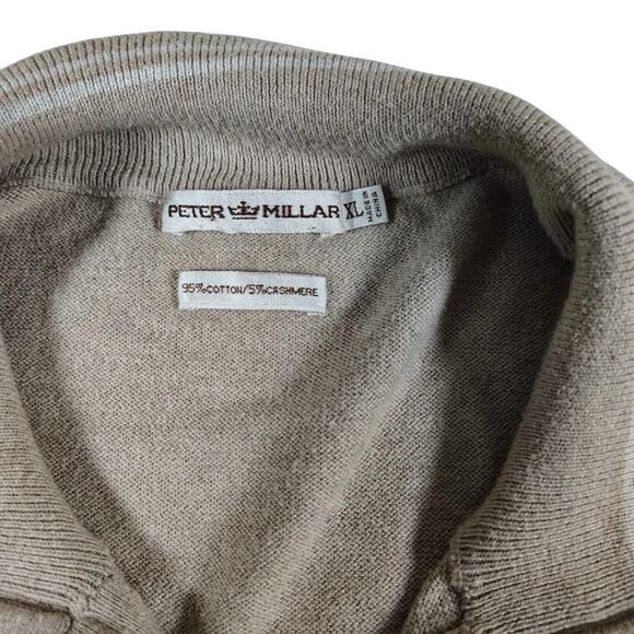 Peter Millar - Cotton / Cashmere - Beige Men's Pullover Sweater - Size: XL - Picture 4 of 8